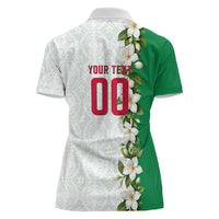 Personalized Algeria Football Desert Fox Women Polo Shirt Desert Fox Mascot Soccer Art With Floral Jasmine And Flag