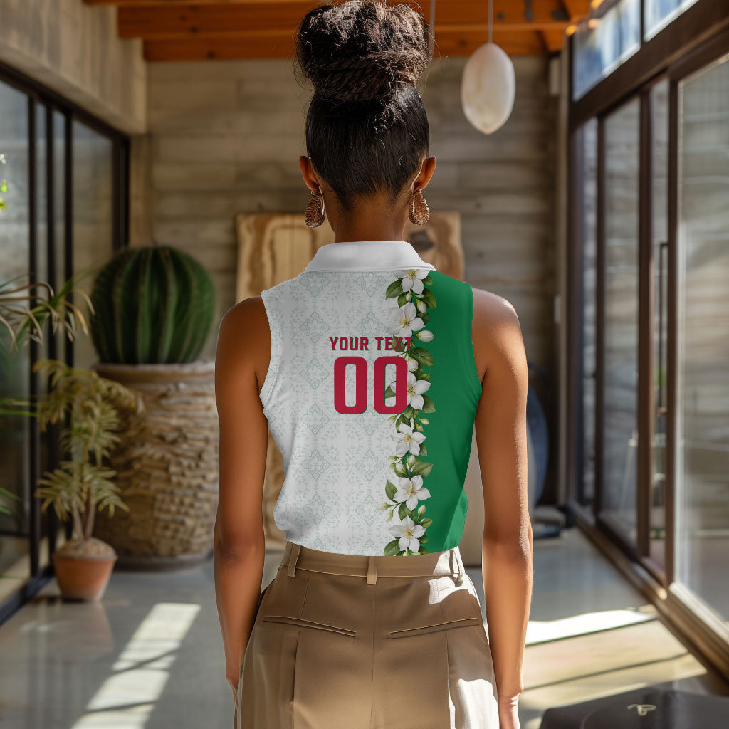 Personalized Algeria Football Desert Fox Women Sleeveless Polo Shirt Desert Fox Mascot Soccer Art With Floral Jasmine And Flag