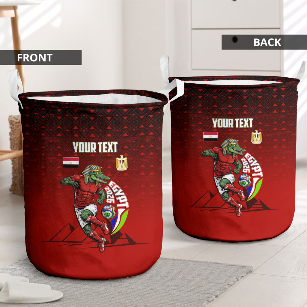Personalized Egypt Soccer Crocodile Mascot Laundry Basket Egyptian Pyramid Football Cultural Graphic Art