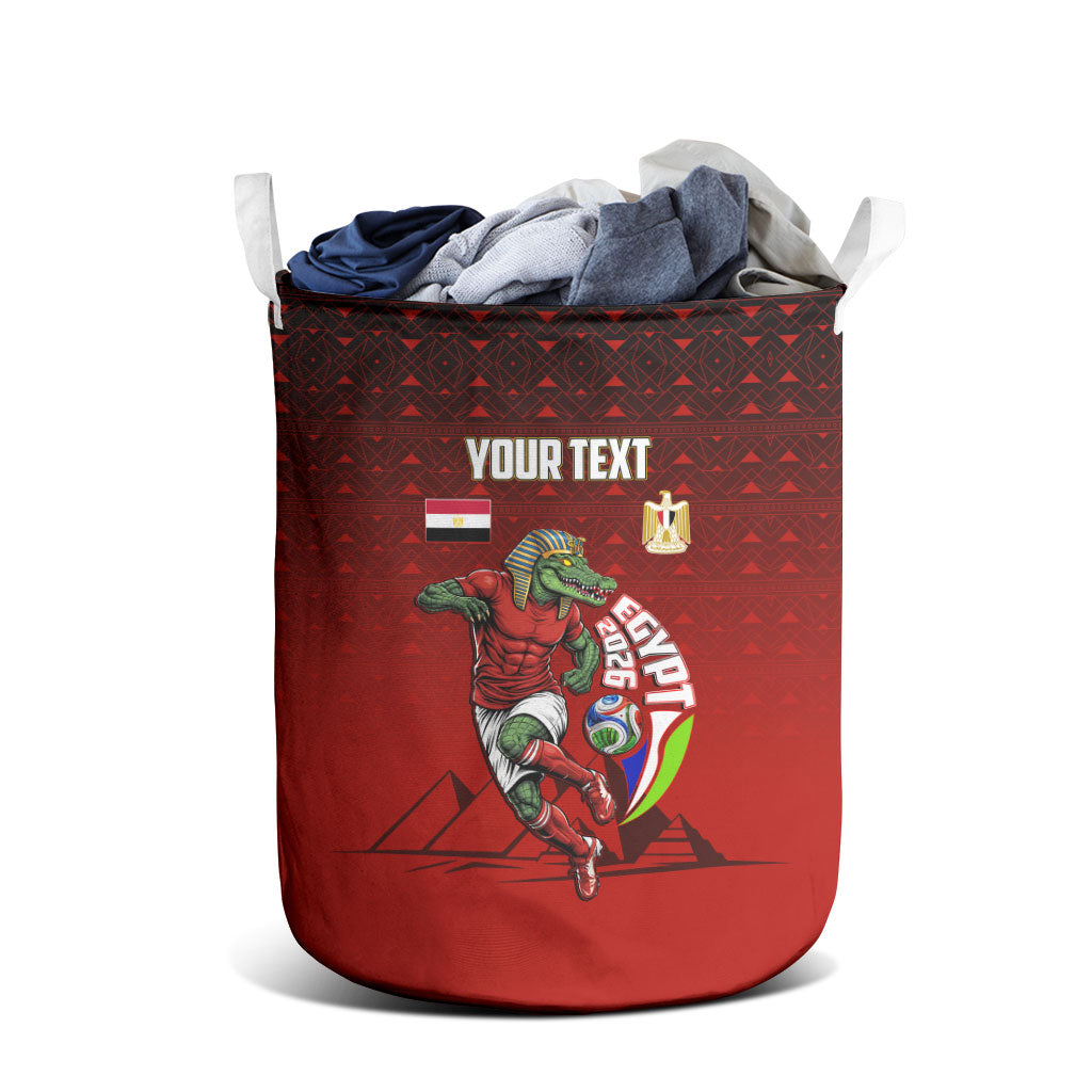 Personalized Egypt Soccer Crocodile Mascot Laundry Basket Egyptian Pyramid Football Cultural Graphic Art