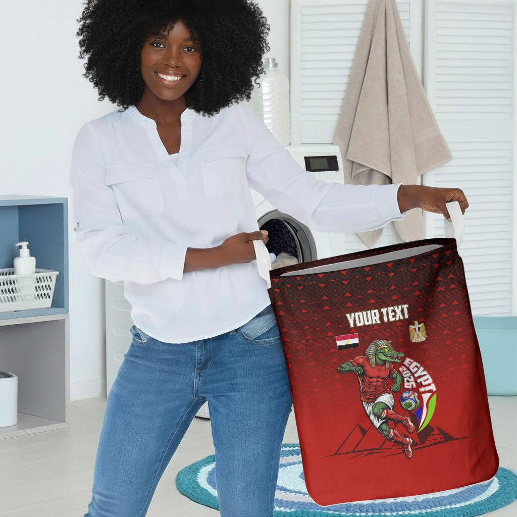 Personalized Egypt Soccer Crocodile Mascot Laundry Basket Egyptian Pyramid Football Cultural Graphic Art