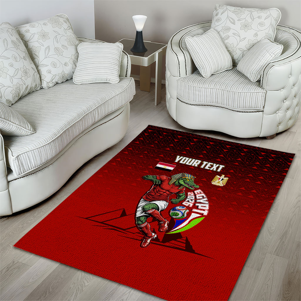 Personalized Egypt Soccer Crocodile Mascot Area Rug Egyptian Pyramid Football Cultural Graphic Art