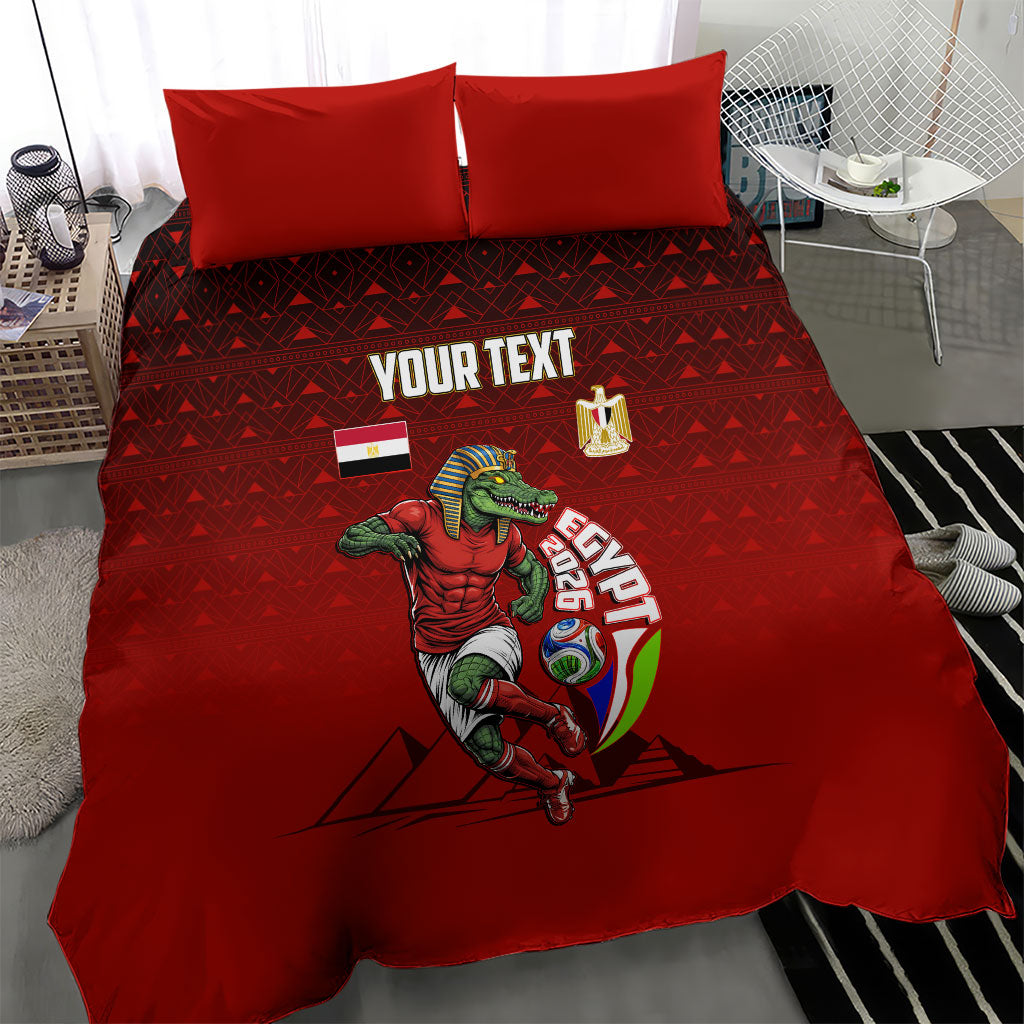 Personalized Egypt Soccer Crocodile Mascot Bedding Set Egyptian Pyramid Football Cultural Graphic Art