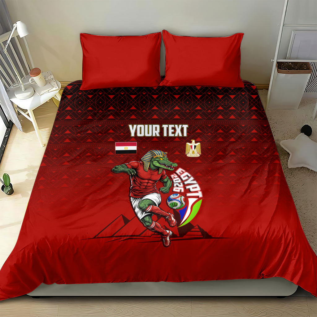 Personalized Egypt Soccer Crocodile Mascot Bedding Set Egyptian Pyramid Football Cultural Graphic Art