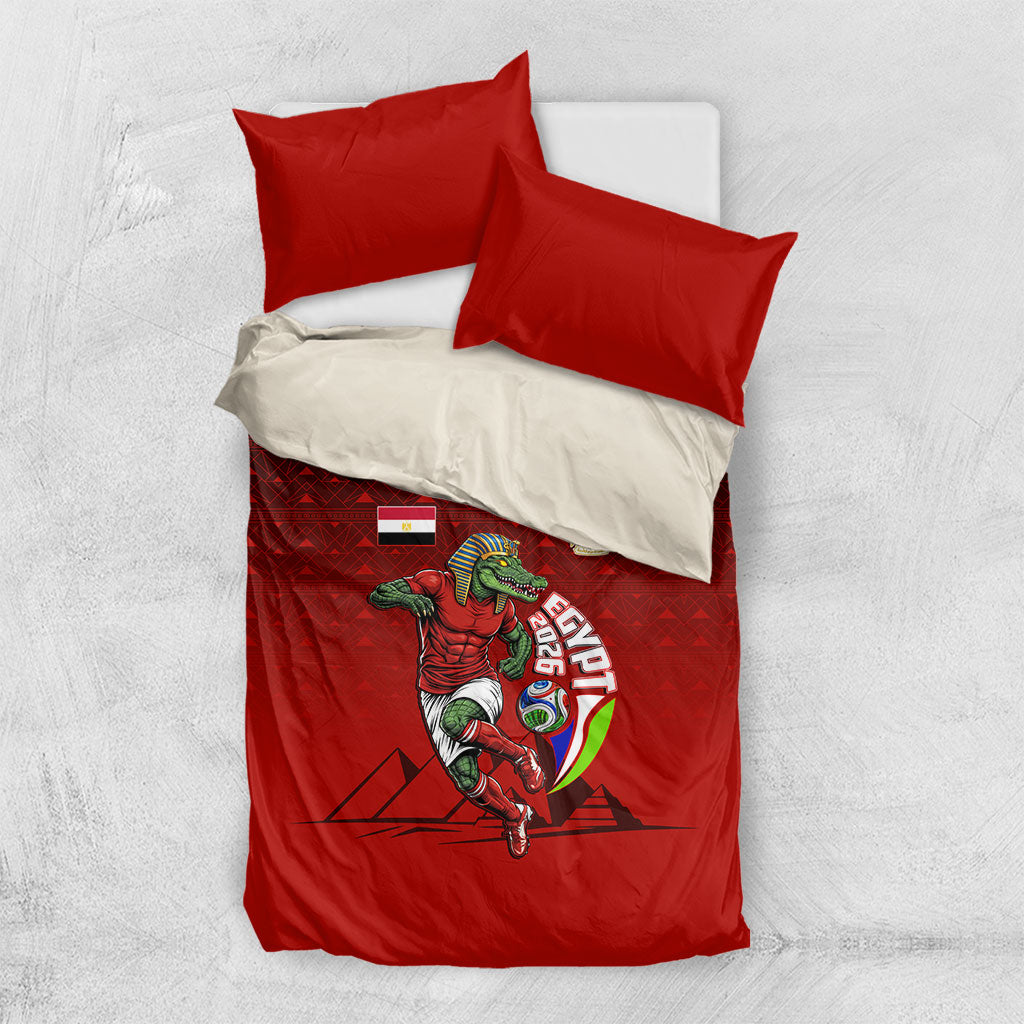 Personalized Egypt Soccer Crocodile Mascot Bedding Set Egyptian Pyramid Football Cultural Graphic Art