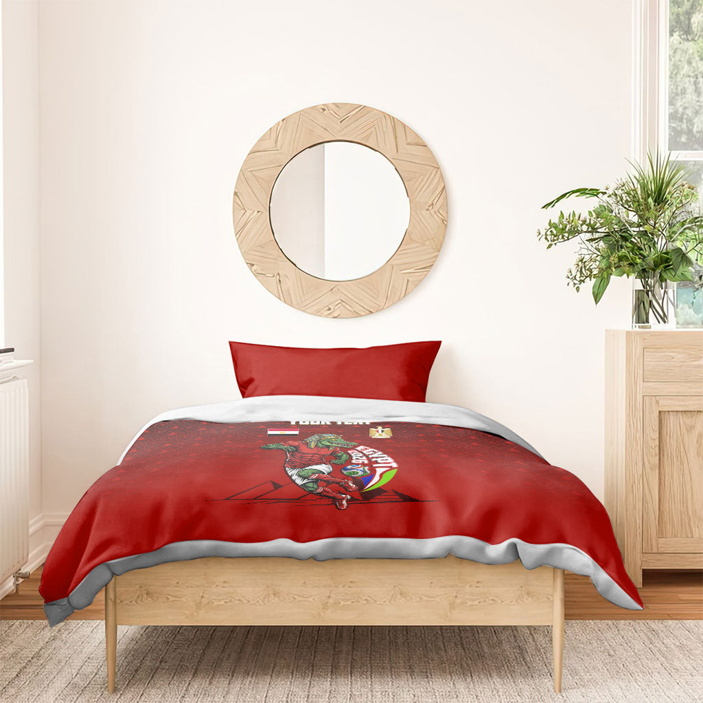 Personalized Egypt Soccer Crocodile Mascot Bedding Set Egyptian Pyramid Football Cultural Graphic Art