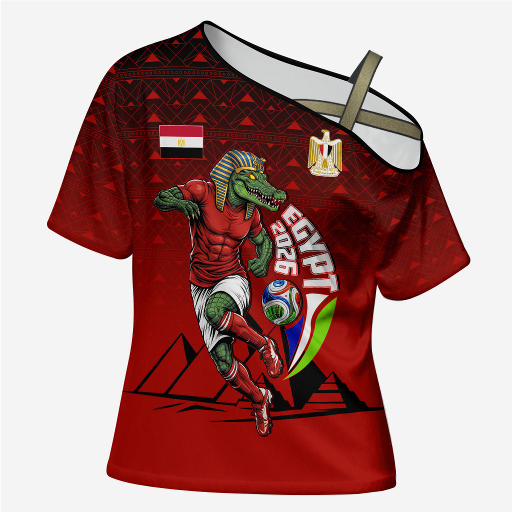 Personalized Egypt Soccer Crocodile Mascot Cross Shoulder Shirt Egyptian Pyramid Football Cultural Graphic Art