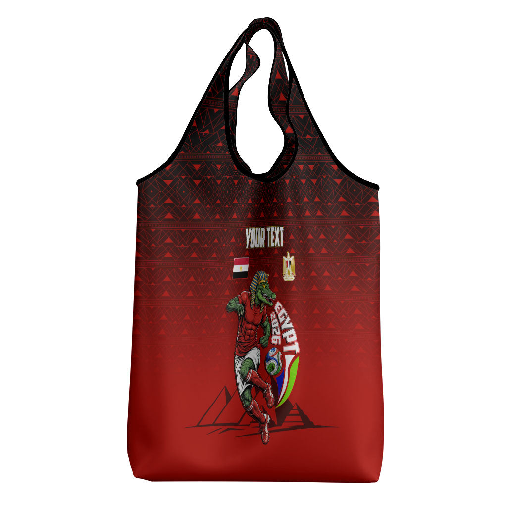 Personalized Egypt Soccer Crocodile Mascot Grocery Bag Egyptian Pyramid Football Cultural Graphic Art