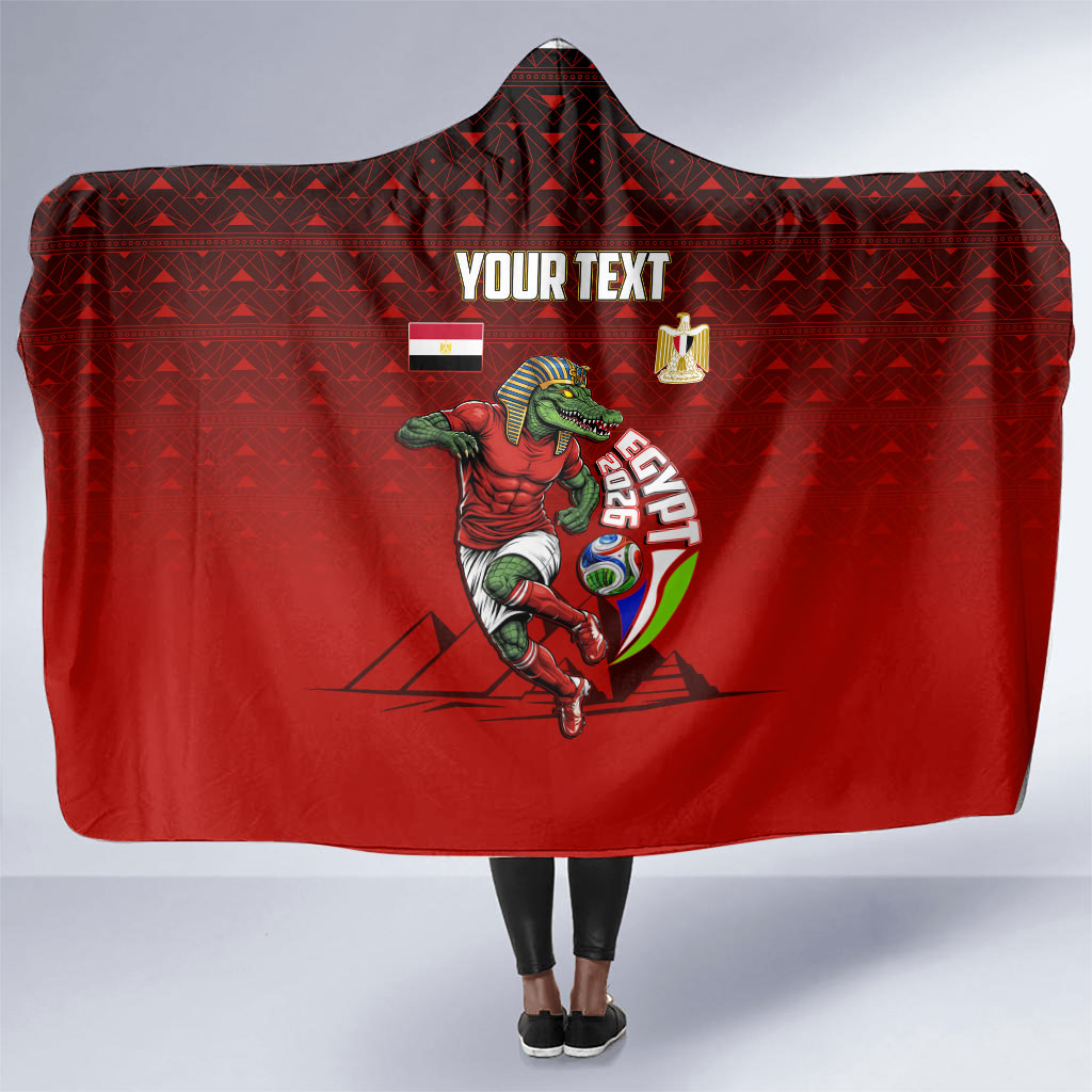 Personalized Egypt Soccer Crocodile Mascot Hooded Blanket Egyptian Pyramid Football Cultural Graphic Art