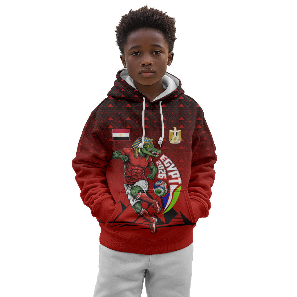 Personalized Egypt Soccer Crocodile Mascot Kid Hoodie Egyptian Pyramid Football Cultural Graphic Art