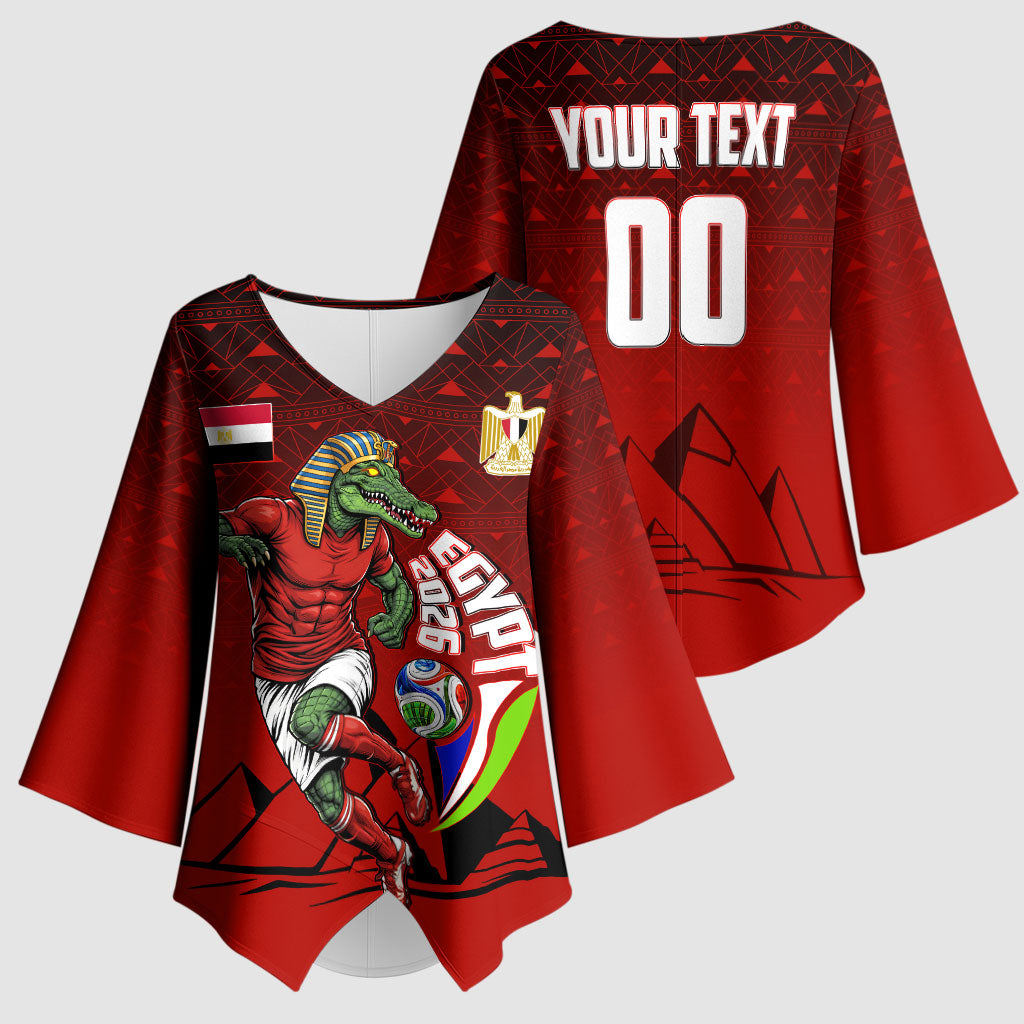 Personalized Egypt Soccer Crocodile Mascot Kimono Sleeve Blouse Egyptian Pyramid Football Cultural Graphic Art