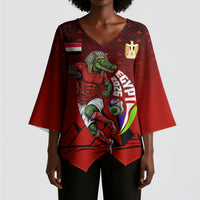 Personalized Egypt Soccer Crocodile Mascot Kimono Sleeve Blouse Egyptian Pyramid Football Cultural Graphic Art