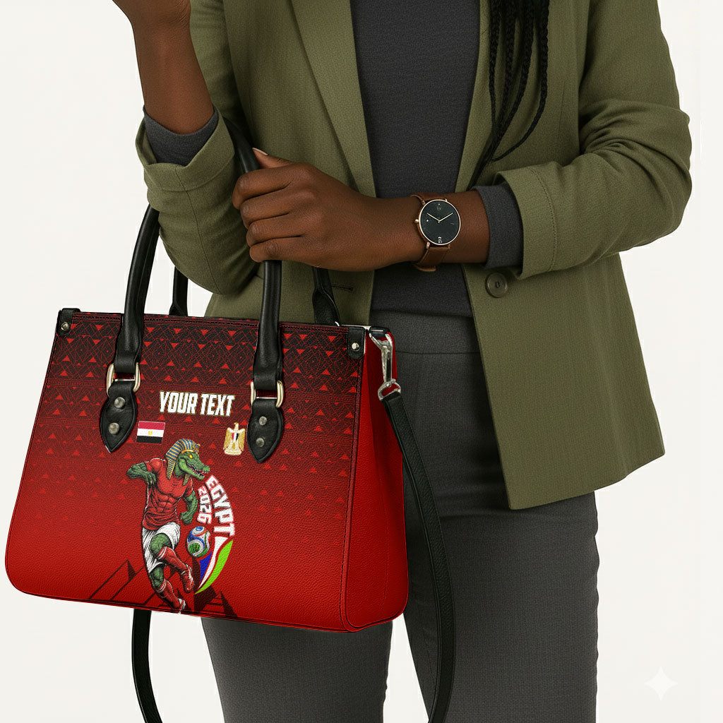 Personalized Egypt Soccer Crocodile Mascot Leather Bag Egyptian Pyramid Football Cultural Graphic Art