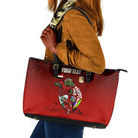 Personalized Egypt Soccer Crocodile Mascot Leather Tote Bag Egyptian Pyramid Football Cultural Graphic Art