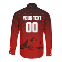Personalized Egypt Soccer Crocodile Mascot Long Sleeve Button Shirt Egyptian Pyramid Football Cultural Graphic Art