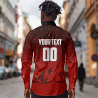 Personalized Egypt Soccer Crocodile Mascot Long Sleeve Button Shirt Egyptian Pyramid Football Cultural Graphic Art