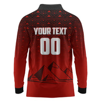 Personalized Egypt Soccer Crocodile Mascot Long Sleeve Polo Shirt Egyptian Pyramid Football Cultural Graphic Art