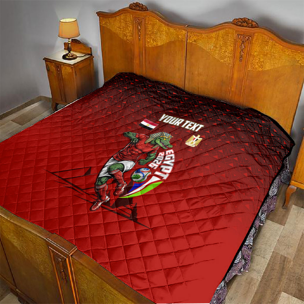 Personalized Egypt Soccer Crocodile Mascot Quilt Egyptian Pyramid Football Cultural Graphic Art