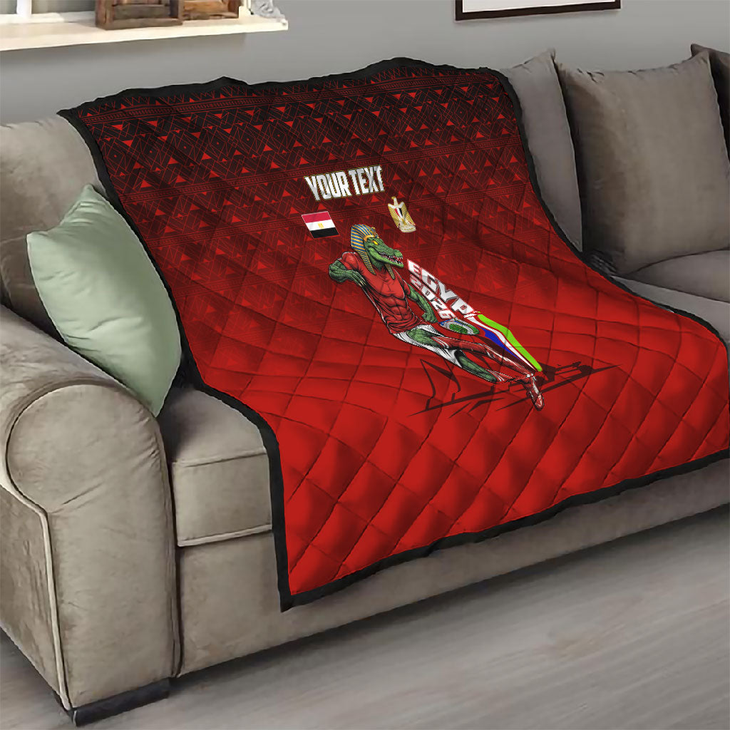 Personalized Egypt Soccer Crocodile Mascot Quilt Egyptian Pyramid Football Cultural Graphic Art