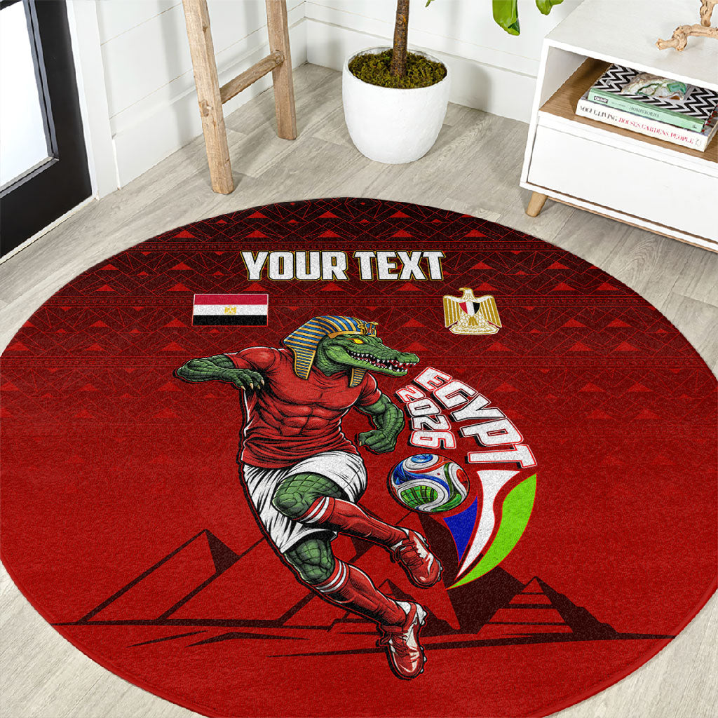 Personalized Egypt Soccer Crocodile Mascot Round Carpet Egyptian Pyramid Football Cultural Graphic Art