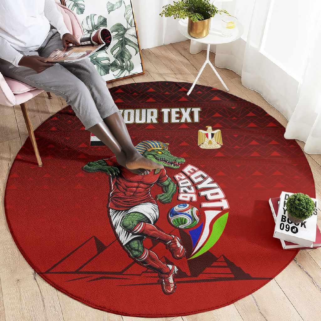 Personalized Egypt Soccer Crocodile Mascot Round Carpet Egyptian Pyramid Football Cultural Graphic Art