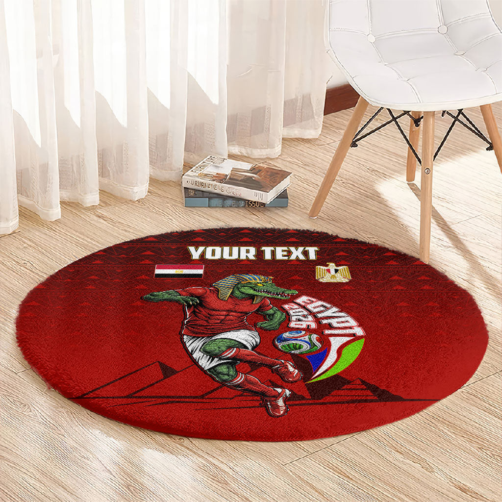 Personalized Egypt Soccer Crocodile Mascot Round Carpet Egyptian Pyramid Football Cultural Graphic Art