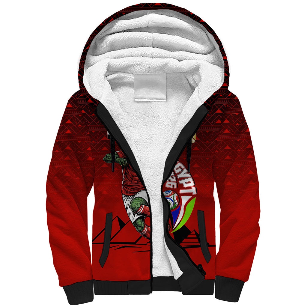 Personalized Egypt Soccer Crocodile Mascot Sherpa Hoodie Egyptian Pyramid Football Cultural Graphic Art