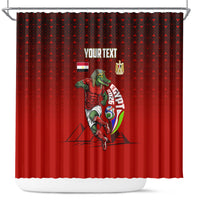 Personalized Egypt Soccer Crocodile Mascot Shower Curtain Egyptian Pyramid Football Cultural Graphic Art