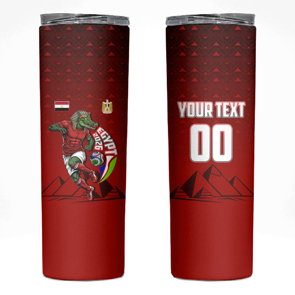 Personalized Egypt Soccer Crocodile Mascot Skinny Tumbler Egyptian Pyramid Football Cultural Graphic Art