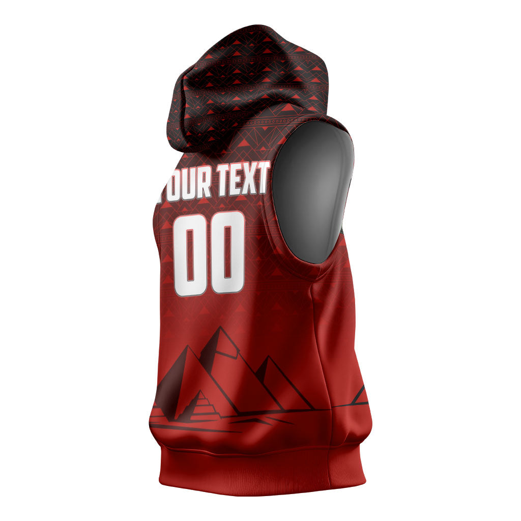 Personalized Egypt Soccer Crocodile Mascot Sleeveless Hoodie Egyptian Pyramid Football Cultural Graphic Art
