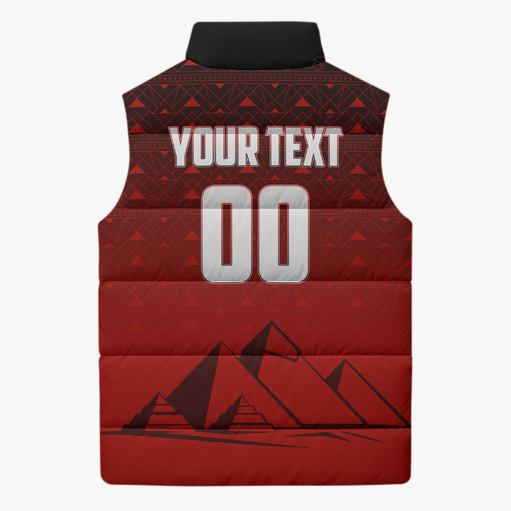 Personalized Egypt Soccer Crocodile Mascot Sleeveless Puffer Jacket Egyptian Pyramid Football Cultural Graphic Art