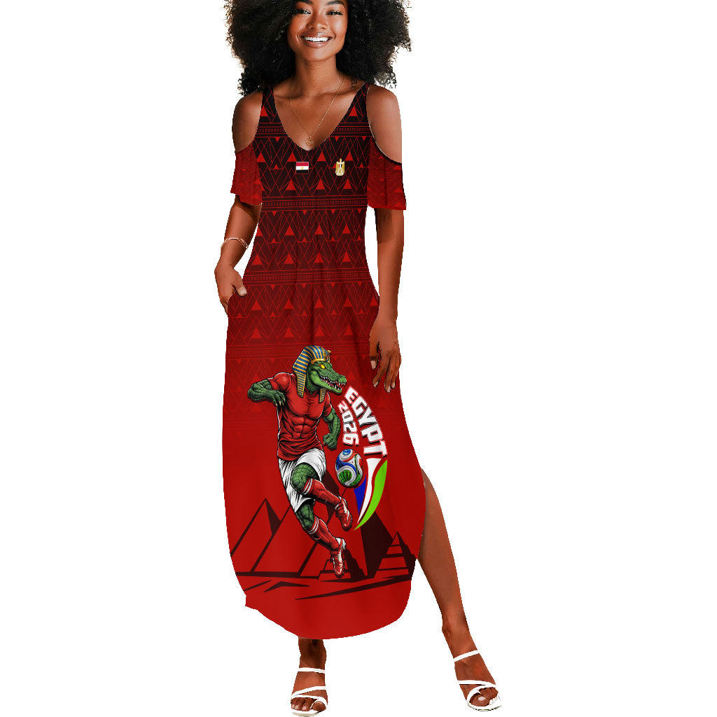 Personalized Egypt Soccer Crocodile Mascot Summer Maxi Dress Egyptian Pyramid Football Cultural Graphic Art