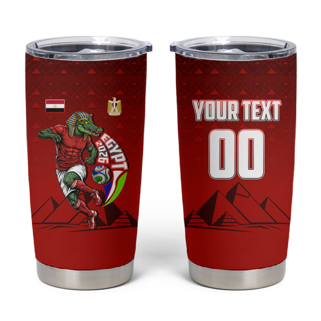 Personalized Egypt Soccer Crocodile Mascot Tumbler Cup Egyptian Pyramid Football Cultural Graphic Art