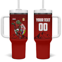 Personalized Egypt Soccer Crocodile Mascot Tumbler With Handle Egyptian Pyramid Football Cultural Graphic Art