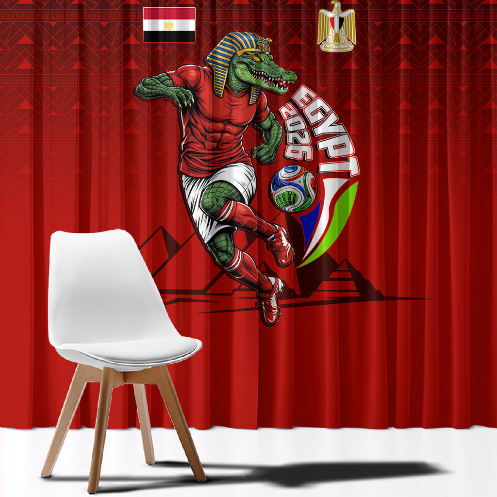 Personalized Egypt Soccer Crocodile Mascot Window Curtain Egyptian Pyramid Football Cultural Graphic Art