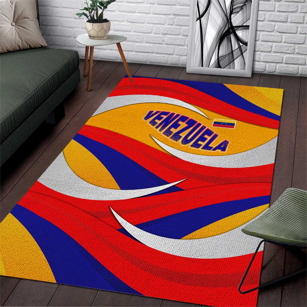 Venezuela Area Rug with Yellow Red Blue Flag Stripe Wave Spirit
