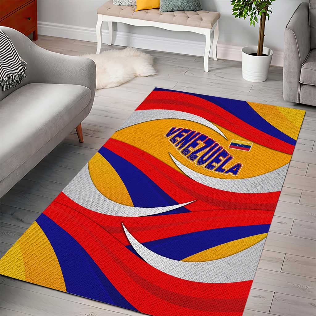 Venezuela Area Rug with Yellow Red Blue Flag Stripe Wave Spirit