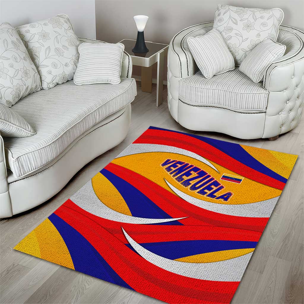 Venezuela Area Rug with Yellow Red Blue Flag Stripe Wave Spirit