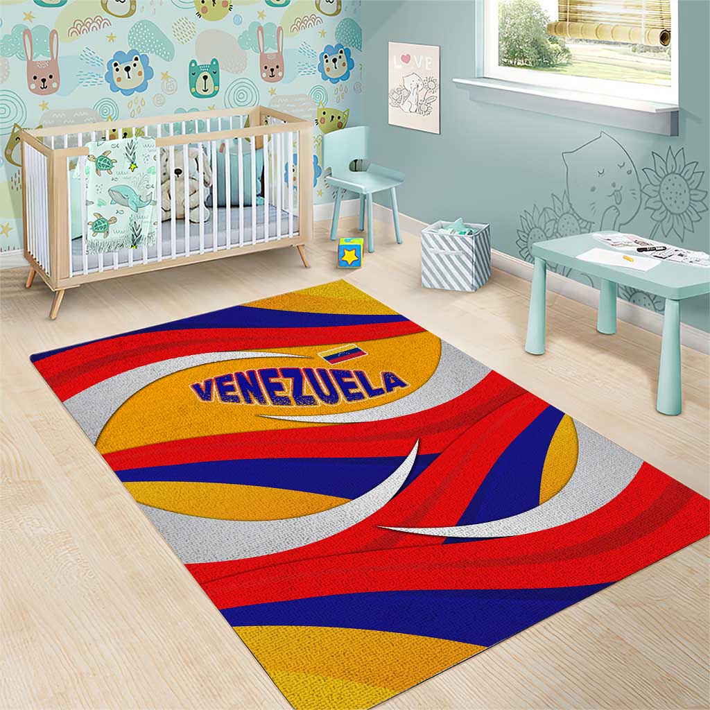 Venezuela Area Rug with Yellow Red Blue Flag Stripe Wave Spirit