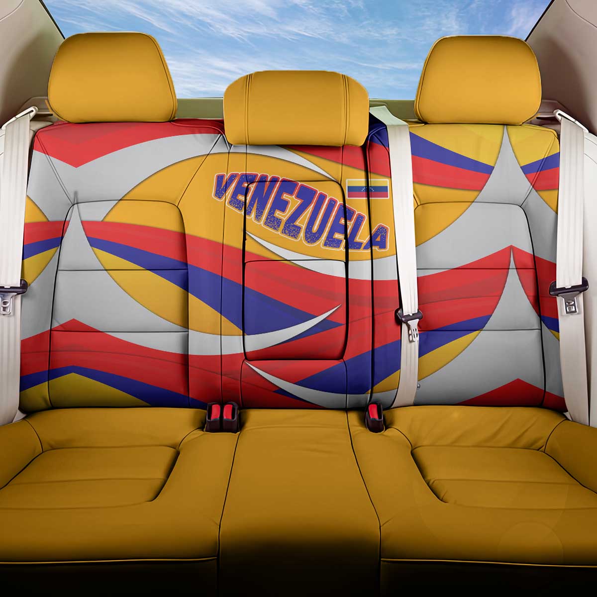 Venezuela Back Car Seat Cover with Yellow Red Blue Flag Stripe Wave Spirit