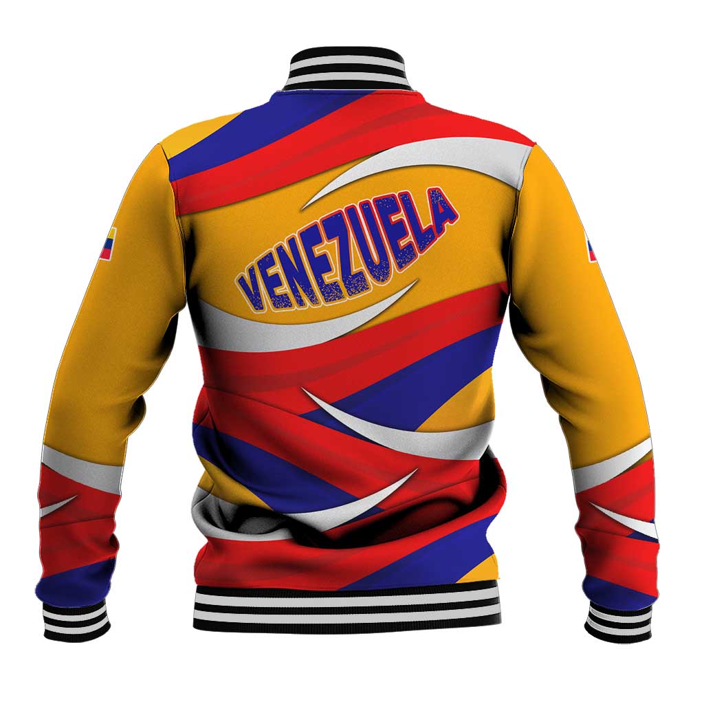 Venezuela Baseball Jacket with Yellow Red Blue Flag Stripe Wave Spirit