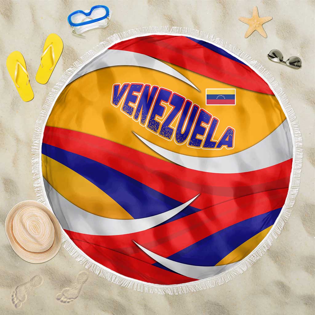 Venezuela Beach Blanket with Yellow Red Blue Flag Stripe Wave Spirit