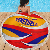 Venezuela Beach Blanket with Yellow Red Blue Flag Stripe Wave Spirit
