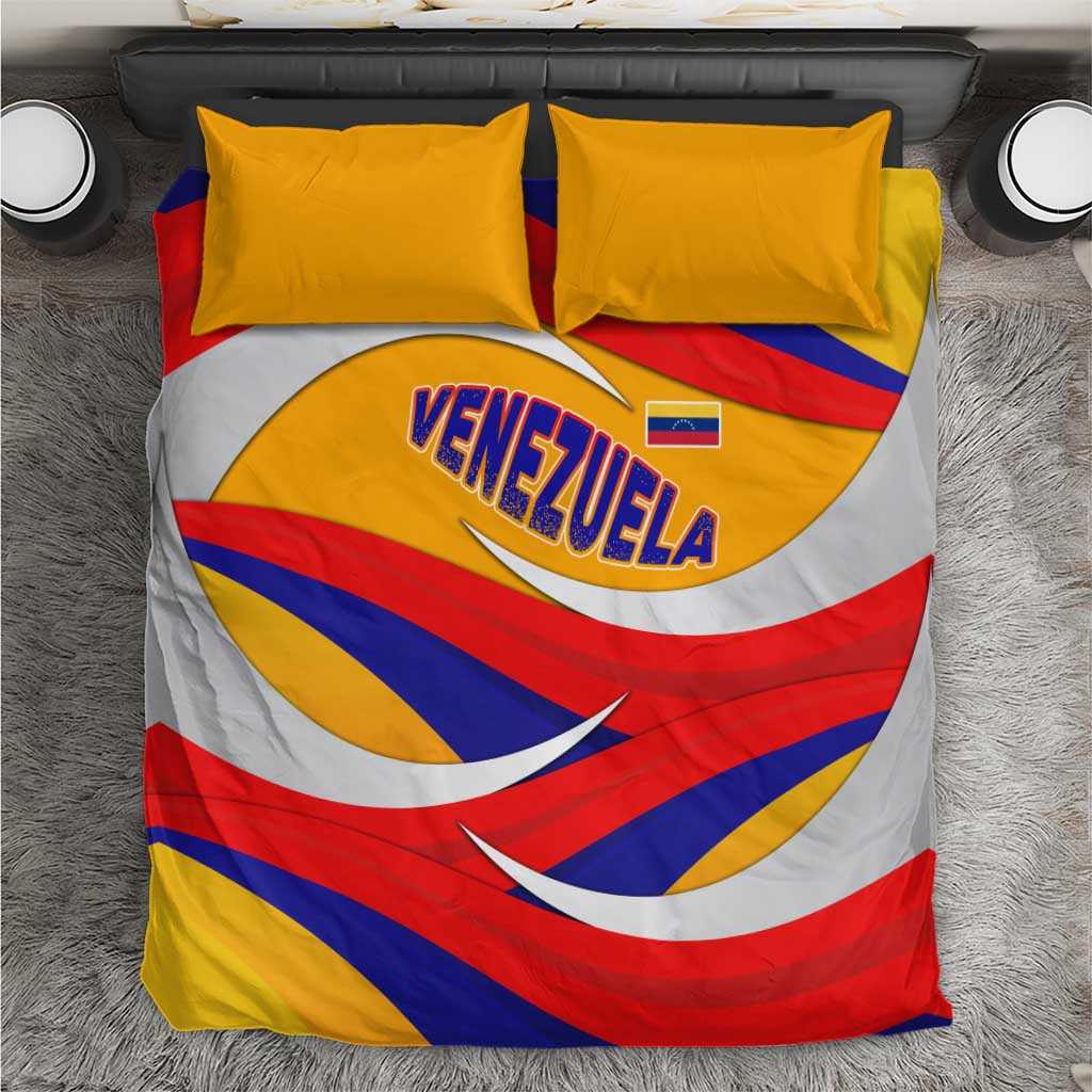 Venezuela Bedding Set with Yellow Red Blue Flag Stripe Wave Spirit