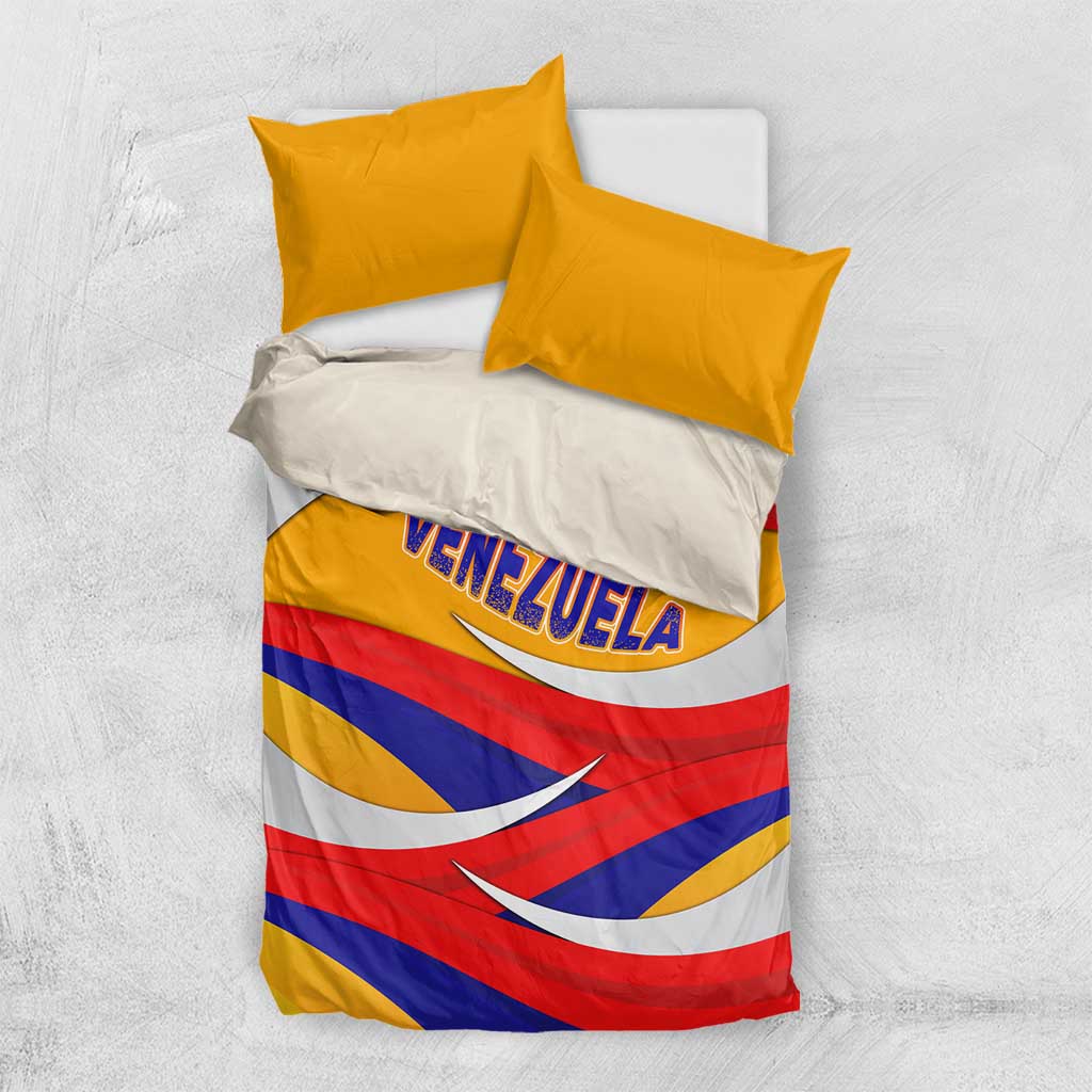 Venezuela Bedding Set with Yellow Red Blue Flag Stripe Wave Spirit