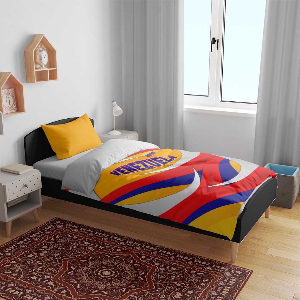 Venezuela Bedding Set with Yellow Red Blue Flag Stripe Wave Spirit