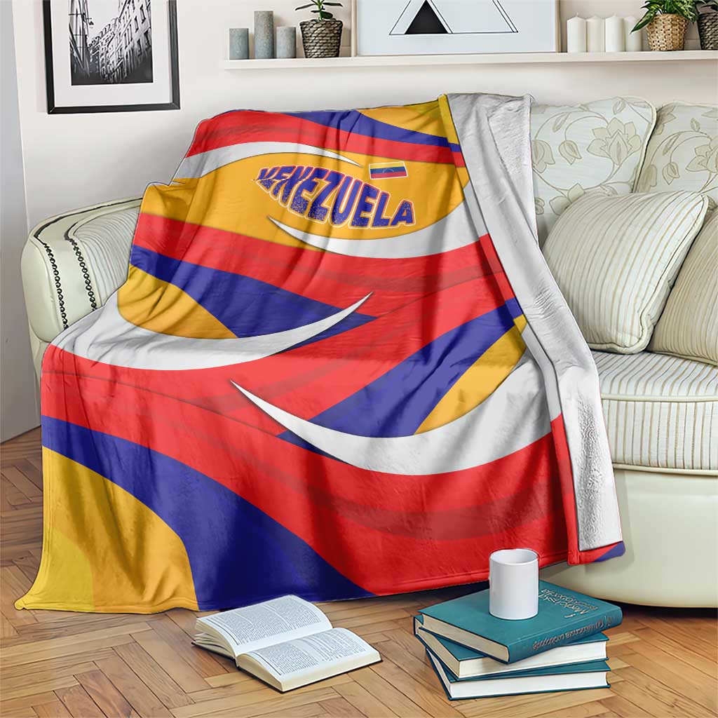 Venezuela Blanket with Yellow Red Blue Flag Stripe Wave Spirit
