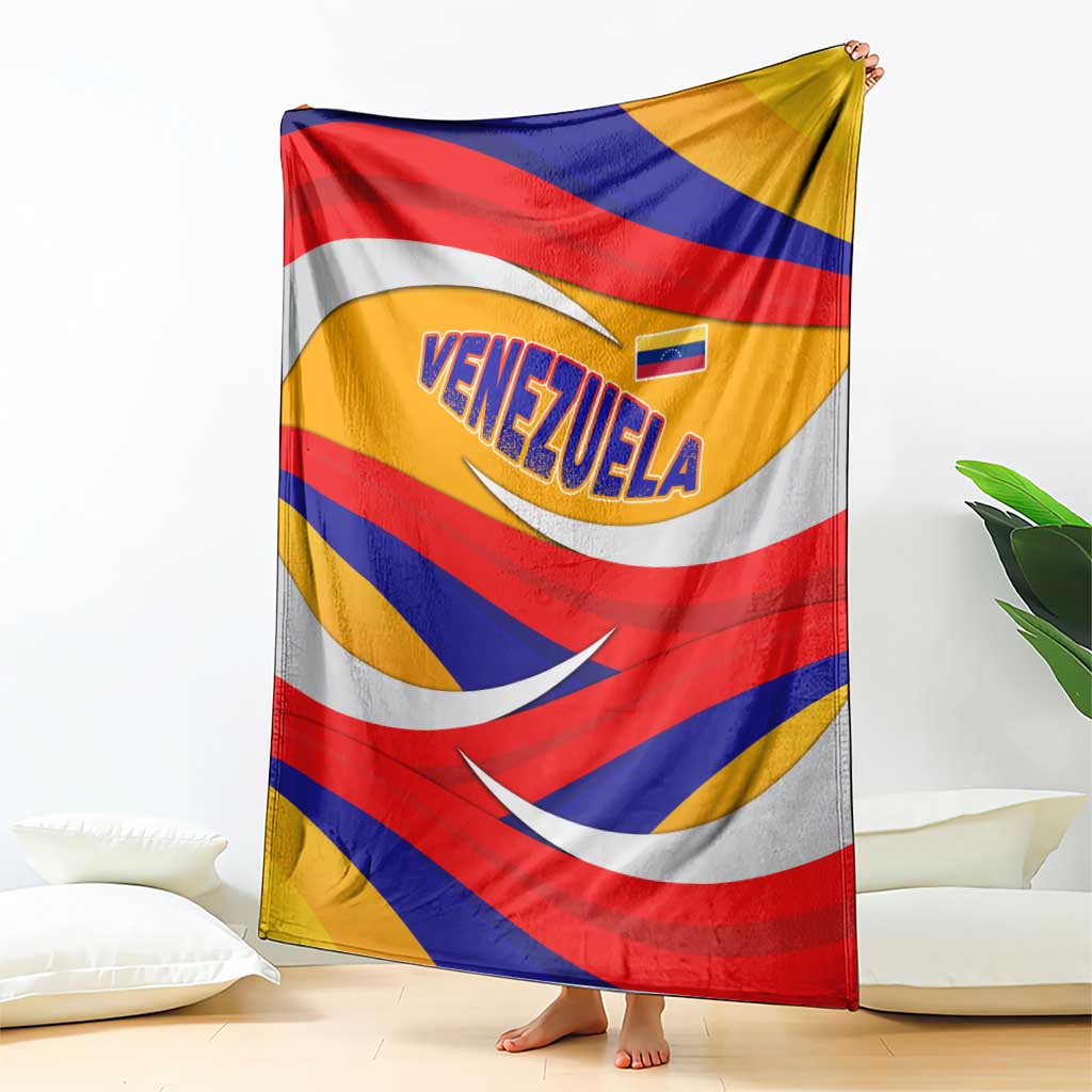 Venezuela Blanket with Yellow Red Blue Flag Stripe Wave Spirit