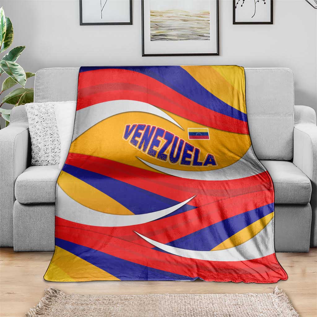 Venezuela Blanket with Yellow Red Blue Flag Stripe Wave Spirit