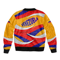 Venezuela Bomber Jacket with Yellow Red Blue Flag Stripe Wave Spirit